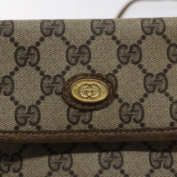 GUCCI GG Supreme Shoulder Bag PVC Beige Gold Auth - Picture 12 of 16
